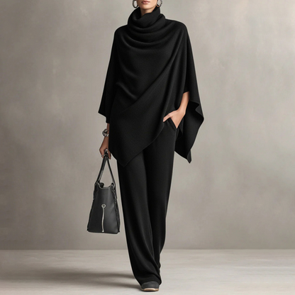 ⏳Limited-time 49% off⏰Women's Cowl Neck Cape & Wide-Leg Pants Set👚👖
