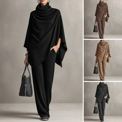 ⏳Limited-time 49% off⏰Women's Cowl Neck Cape & Wide-Leg Pants Set👚👖