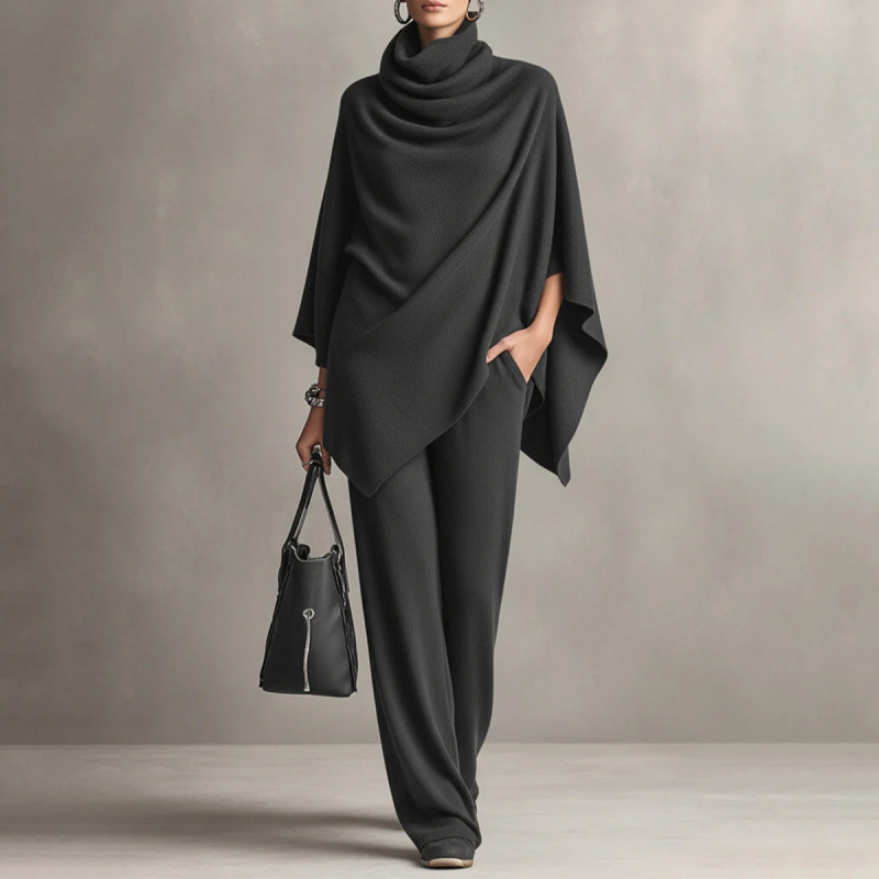 ⏳Limited-time 49% off⏰Women's Cowl Neck Cape & Wide-Leg Pants Set👚👖
