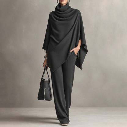⏳Limited-time 49% off⏰Women's Cowl Neck Cape & Wide-Leg Pants Set👚👖