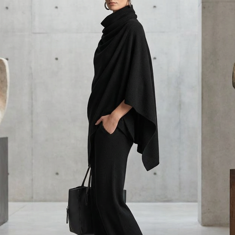 ⏳Limited-time 49% off⏰Women's Cowl Neck Cape & Wide-Leg Pants Set👚👖