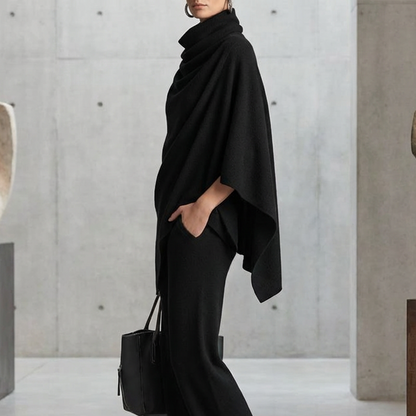 ⏳Limited-time 49% off⏰Women's Cowl Neck Cape & Wide-Leg Pants Set👚👖