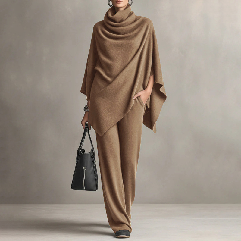 ⏳Limited-time 49% off⏰Women's Cowl Neck Cape & Wide-Leg Pants Set👚👖