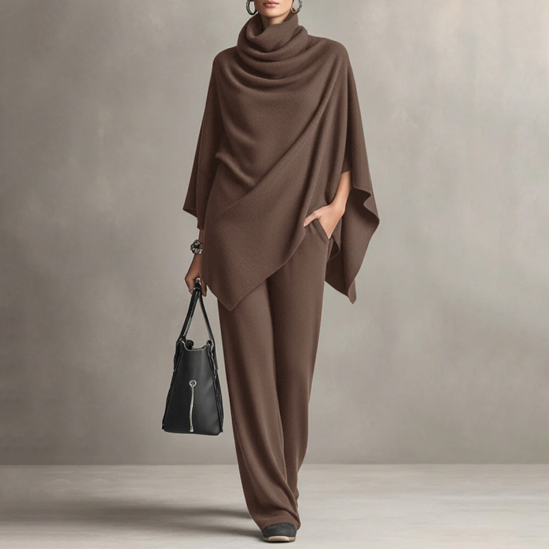 ⏳Limited-time 49% off⏰Women's Cowl Neck Cape & Wide-Leg Pants Set👚👖