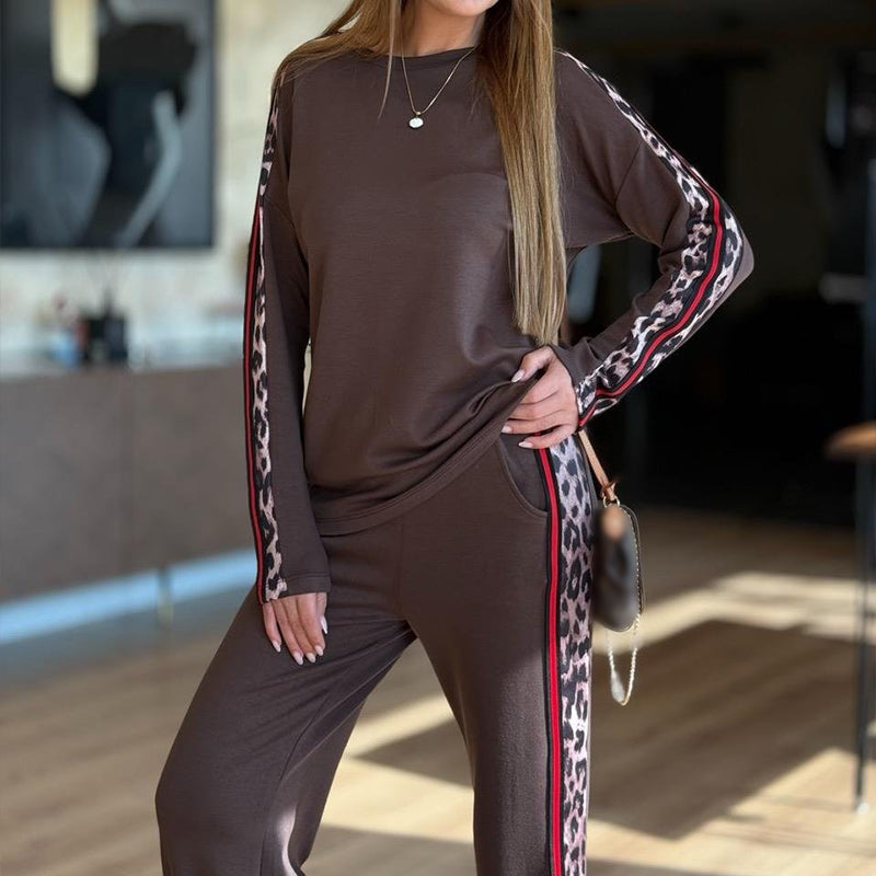 Women's Leopard Stripe Tracksuit Set