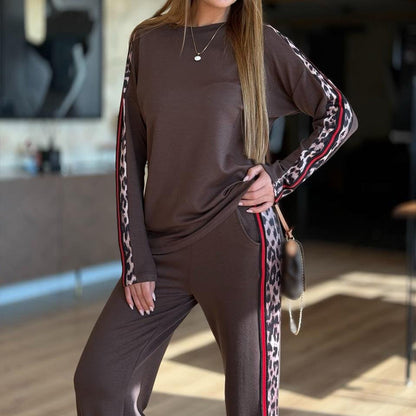 Women's Leopard Stripe Tracksuit Set