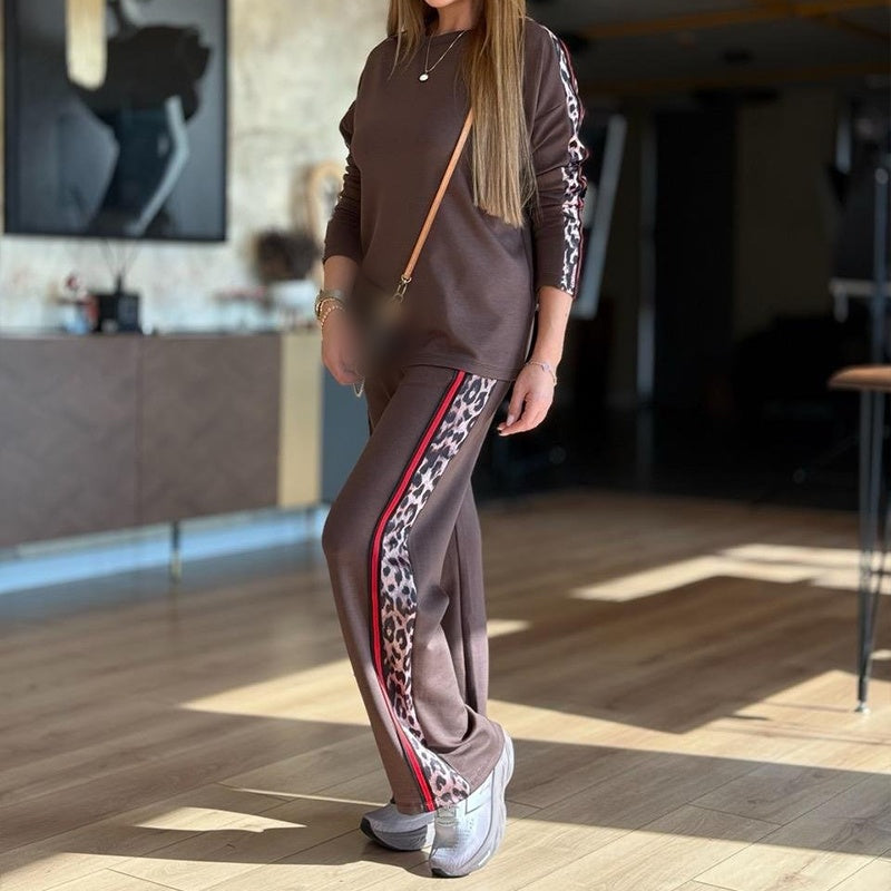 Women's Leopard Stripe Tracksuit Set