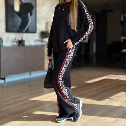 Women's Leopard Stripe Tracksuit Set
