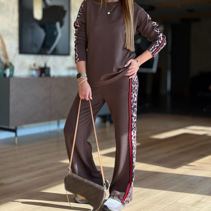 Women's Leopard Stripe Tracksuit Set