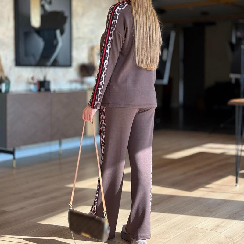 Women's Leopard Stripe Tracksuit Set