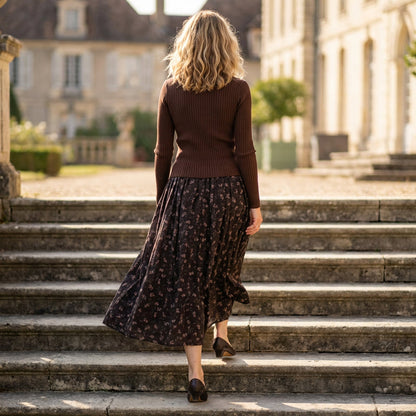 🎁2026 New Arrivals 50% OFF💥Ribbed Knit Top & Floral Maxi Skirt Set