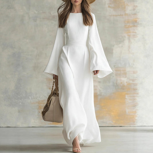 Women's Retro Bell-Sleeve Maxi Dress