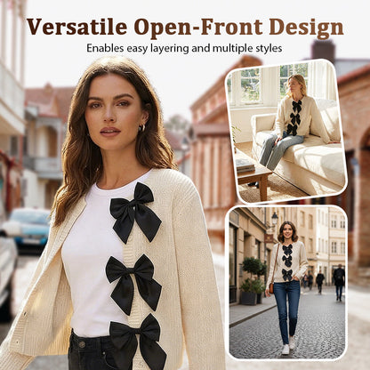 Women's Round Neck Bow-Tie Sweater