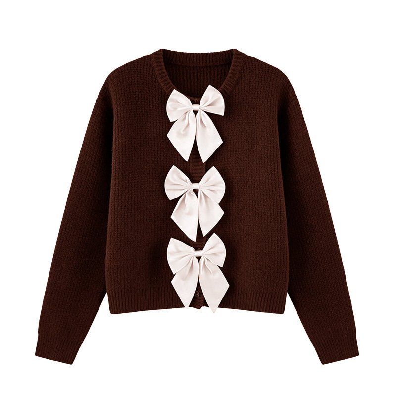 Women's Round Neck Bow-Tie Sweater