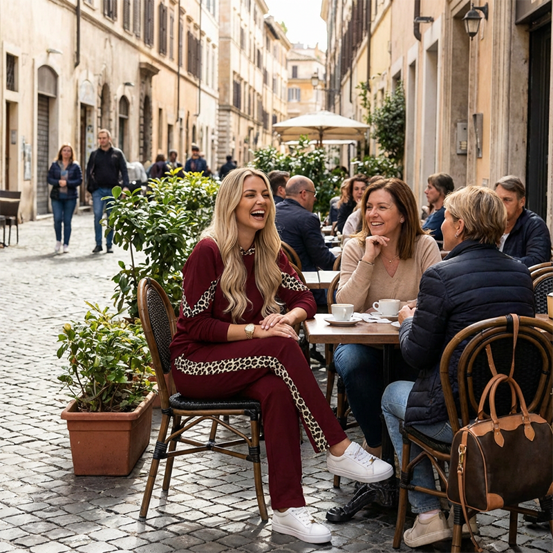 Women's Leopard Print Accent Tracksuit Set