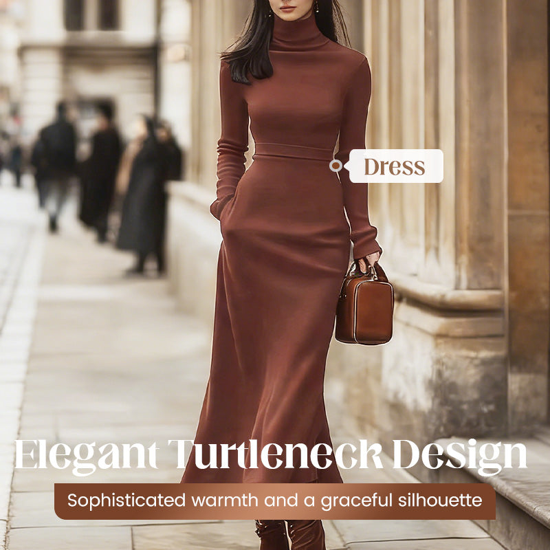 Elegant Turtleneck Slim-Fit Knit Dress