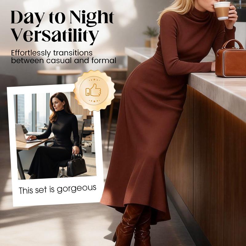 Elegant Turtleneck Slim-Fit Knit Dress