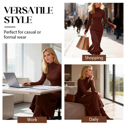 Elegant Turtleneck Slim-Fit Knit Dress
