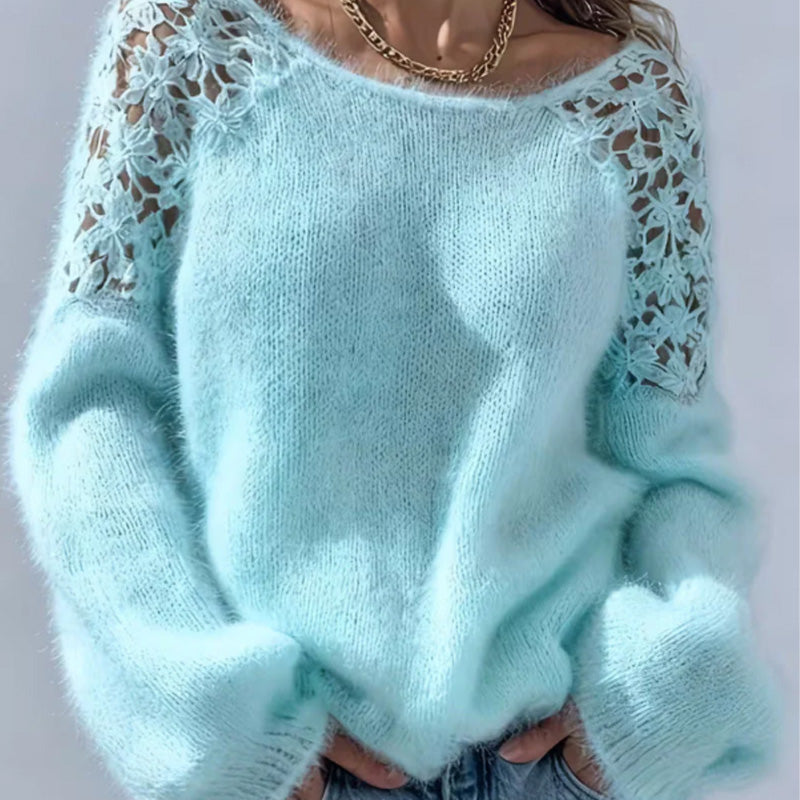 Women's open-shoulder sweater with lace