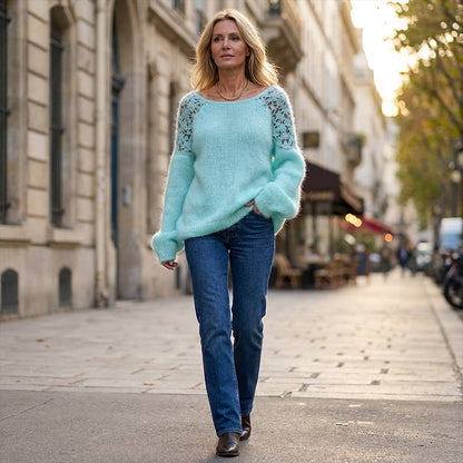 Women's open-shoulder sweater with lace