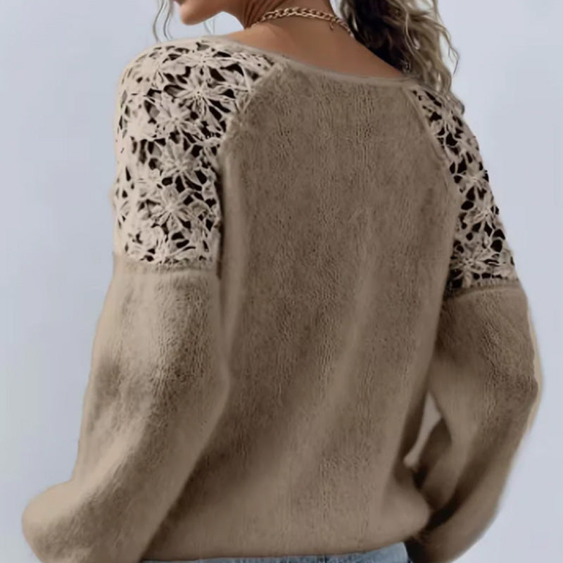 Women's open-shoulder sweater with lace