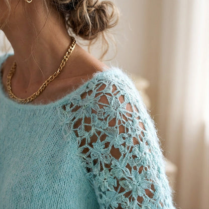Women's open-shoulder sweater with lace