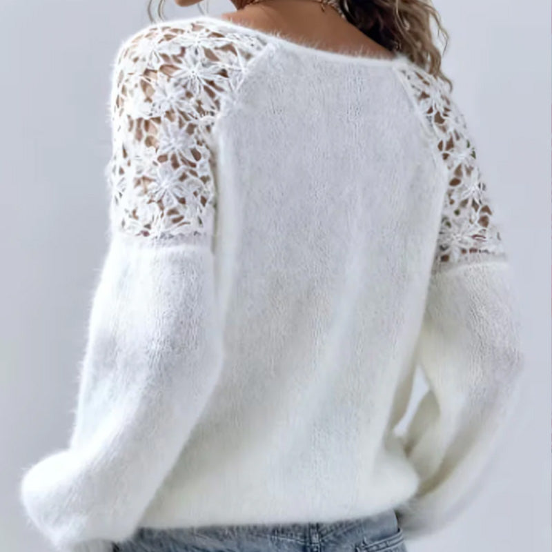 Women's open-shoulder sweater with lace
