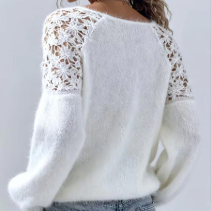Women's open-shoulder sweater with lace