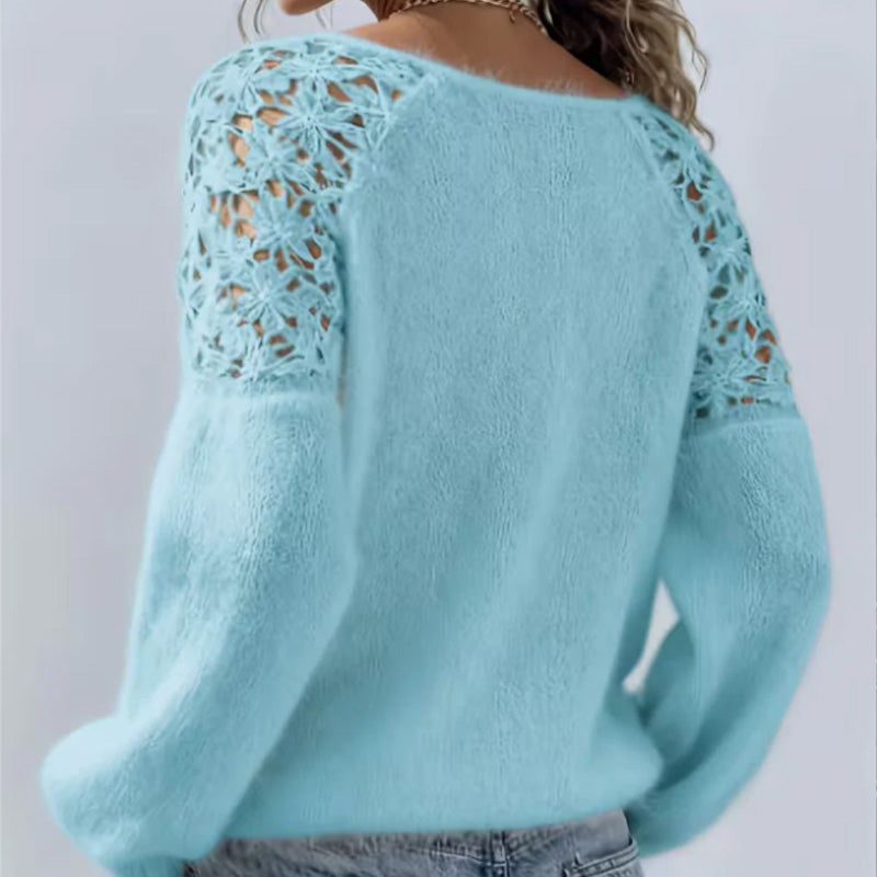 Women's open-shoulder sweater with lace