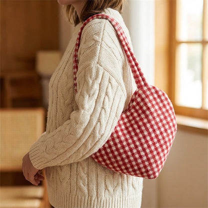 Women's Casual Plaid Heart-Shaped Shoulder Bag