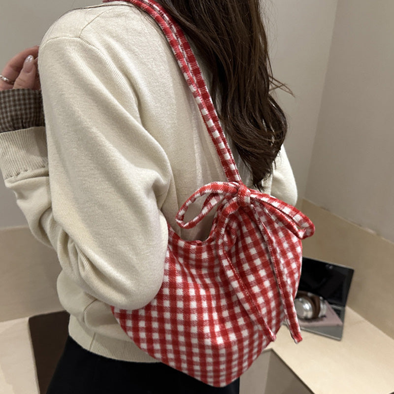 Women's Casual Plaid Heart-Shaped Shoulder Bag