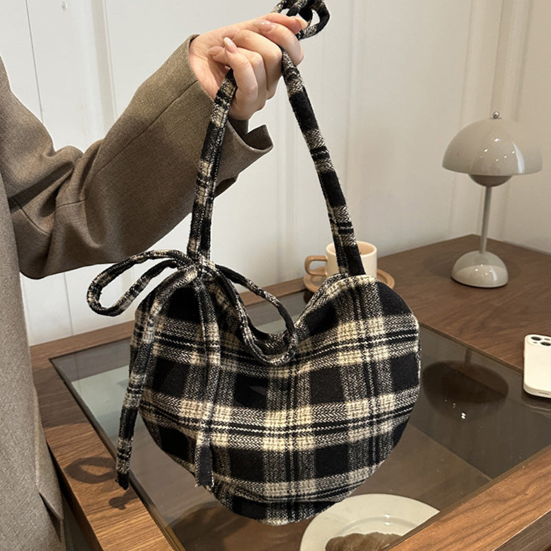 Women's Casual Plaid Heart-Shaped Shoulder Bag