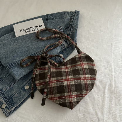 Women's Casual Plaid Heart-Shaped Shoulder Bag