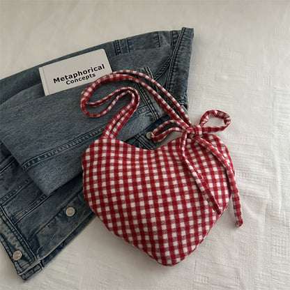 Women's Casual Plaid Heart-Shaped Shoulder Bag