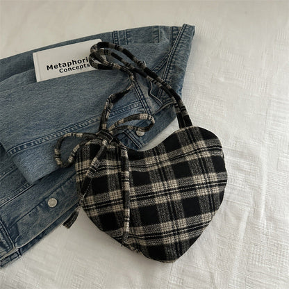 Women's Casual Plaid Heart-Shaped Shoulder Bag