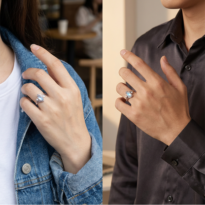 ⏳Limited-time 49% off⏰Geometric Oval Moonstone Ring with Zirconia Accents🌙💍