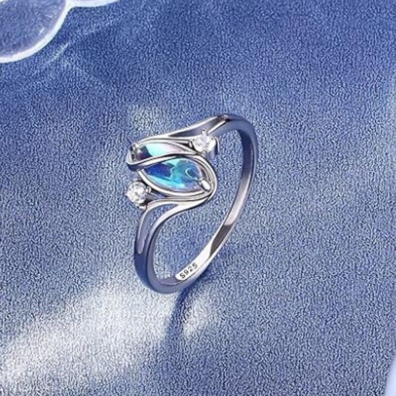 ⏳Limited-time 49% off⏰Geometric Oval Moonstone Ring with Zirconia Accents🌙💍