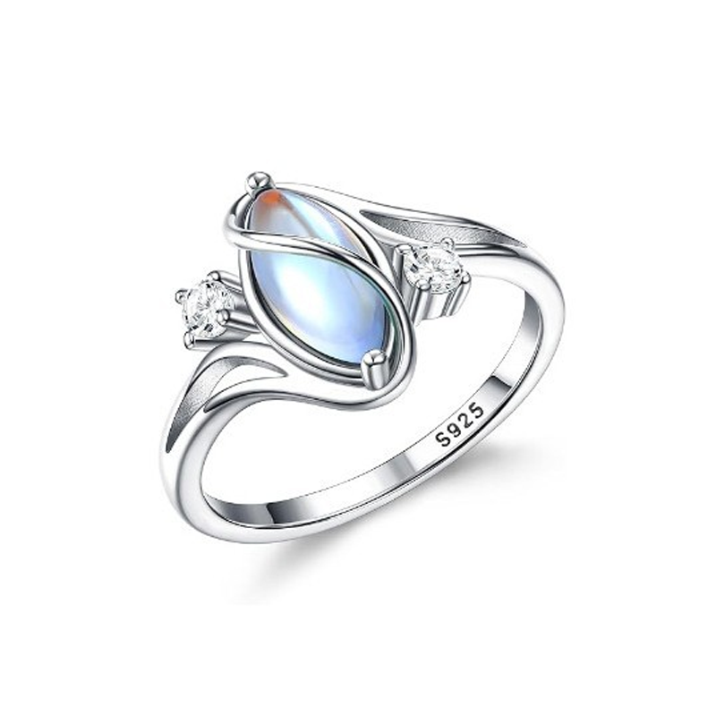 ⏳Limited-time 49% off⏰Geometric Oval Moonstone Ring with Zirconia Accents🌙💍