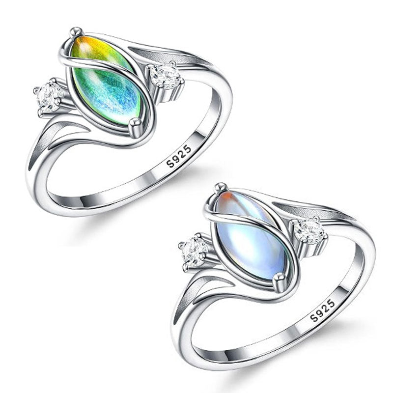 ⏳Limited-time 49% off⏰Geometric Oval Moonstone Ring with Zirconia Accents🌙💍