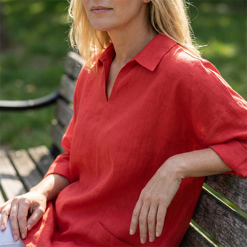 ✨🔥Women's Lapel V-Neck Tunic Top with Pockets👚