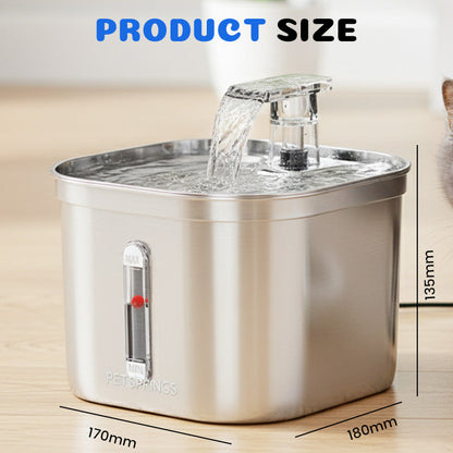 Stainless Steel Quiet & Filtered Pet Water Dispenser