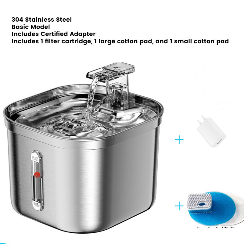 Stainless Steel Quiet & Filtered Pet Water Dispenser