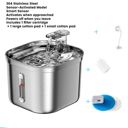 Stainless Steel Quiet & Filtered Pet Water Dispenser