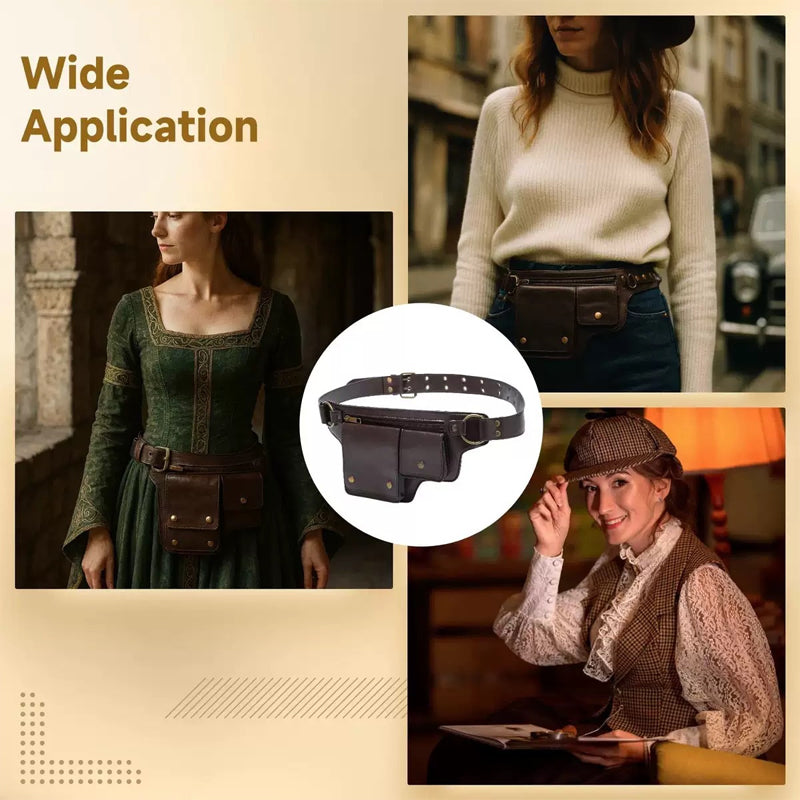 Retro PU Leather Waist Bag with Multi-Pocket Design