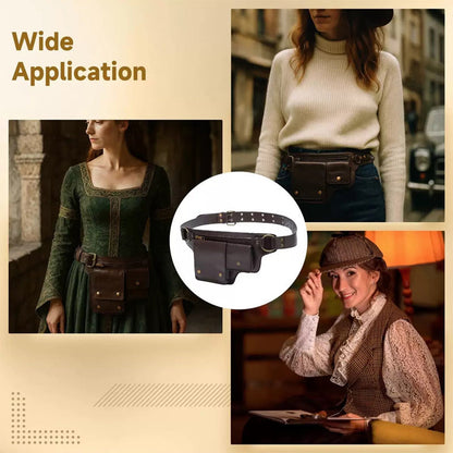 Retro PU Leather Waist Bag with Multi-Pocket Design