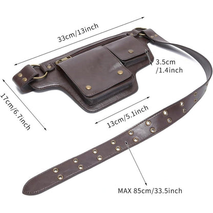Retro PU Leather Waist Bag with Multi-Pocket Design