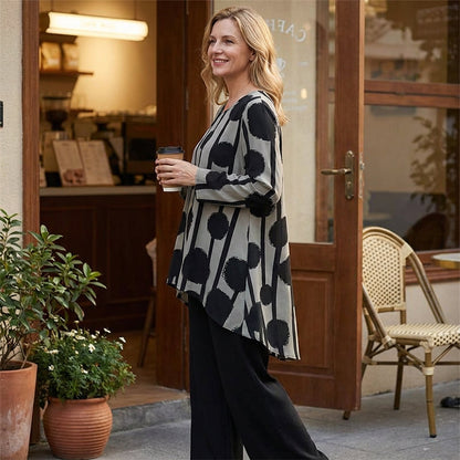 ⏳Limited-time 49% off⏰Women's Asymmetrical Print Top & Pants Set👚👖