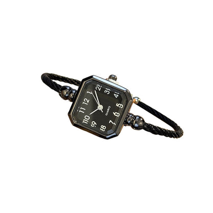 Chic Open-Cuff Bangle Watch with Square Dial