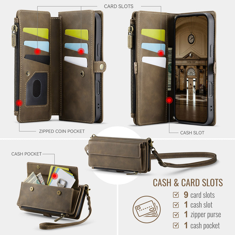 Crossbody Wallet Phone Case with RFID Blocking