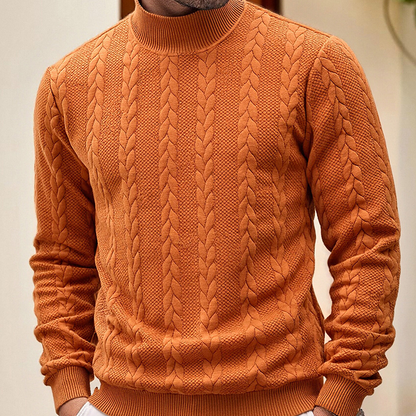 Men's Fashion Mock Neck Sweater with Cable Knit